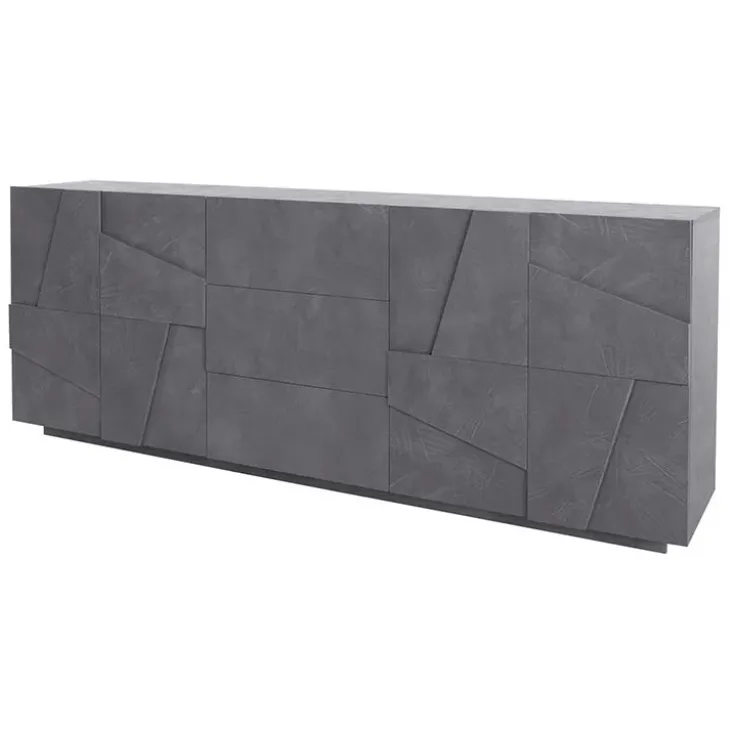 Credenza 224x86h cm 4 ante 3 cassetti moderna ossido Zenzero Gihome®