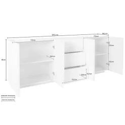 Credenza 224x86h cm 4 ante 3 cassetti moderna ossido Zenzero Gihome®