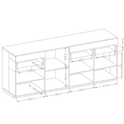 Credenza 219x85h cm 4 ante 2 cassetti moderna antracite rovere Bahama