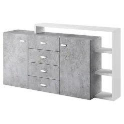 Credenza 180x98h cm 2 ante 4 cassetti moderna bianco cemento Megan Gihome®