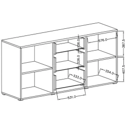 Credenza 180x86h cm 2 ante 3 cassetti moderna rovere nero Maiorca