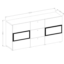 Credenza 132x70h cm 2 ante 3 cassetti moderna ossido nero Emotion Gihome®