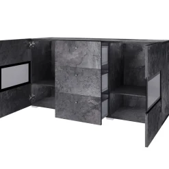 Credenza 132x70h cm 2 ante 3 cassetti moderna ossido nero Emotion Gihome®