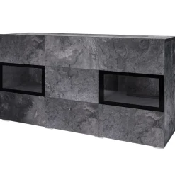 Credenza 132x70h cm 2 ante 3 cassetti moderna ossido nero Emotion Gihome®