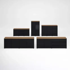 Credenza 150x100h cm 2 ante 4 cassetti nero rovere Ischia
