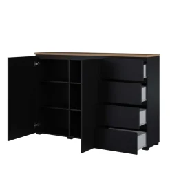 Credenza 150x100h cm 2 ante 4 cassetti nero rovere Ischia