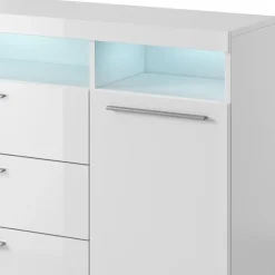 Credenza 182x92h cm 2 ante 3 cassetti soggiorno bianco lucido Frisk