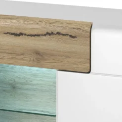 Credenza 159x83h cm 3 ante 1 cassetto bianco lucido rovere Tahiti