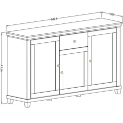 Credenza 160x93h cm 3 ante 1 cassetto moderna verde quercia Texel