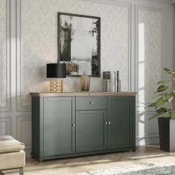 Credenza 160x93h cm 3 ante 1 cassetto moderna verde quercia Texel