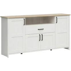 Credenza 194x99h cm 4 ante 1 cassetto scandinava bianco frassinato rovere Lars
