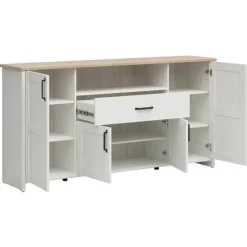 Credenza 194x99h cm 4 ante 1 cassetto scandinava bianco frassinato rovere Lars