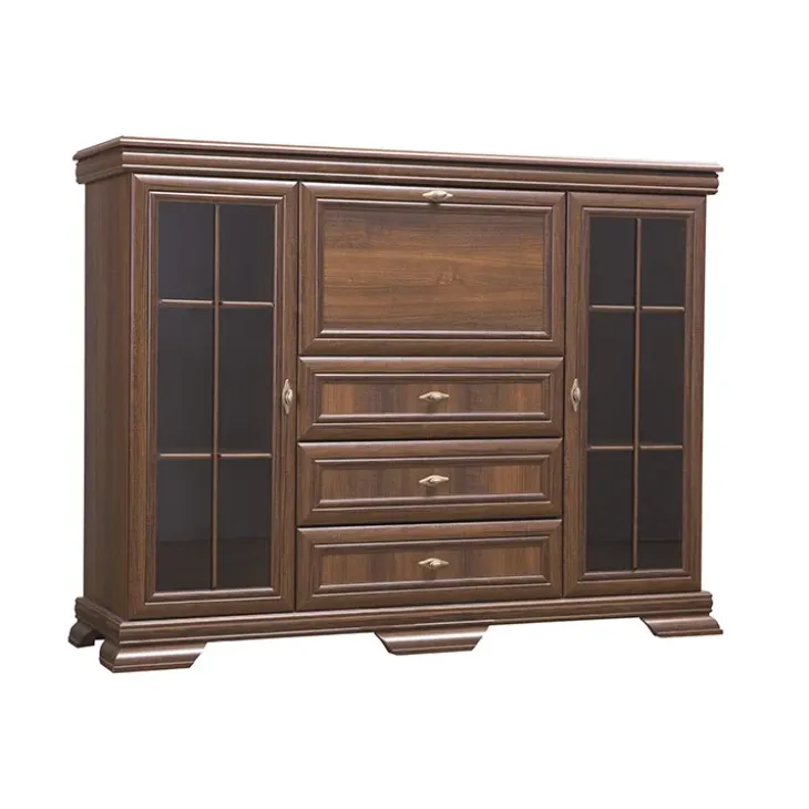Credenza 158x117h cm 2 ante con vetrina 3 cassetti arte povera quercia Kelly