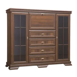 Credenza 158x136h cm 2 ante con vetrina 4 cassetti arte povera quercia Kelly