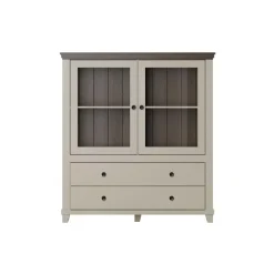 Credenza 126x138h cm 2 ante con vetrina 2 cassetti beige Texel