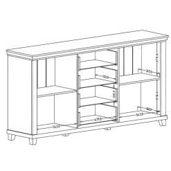 Credenza 181x93h cm 2 ante con vetrinetta 4 cassetti verde quercia Texel
