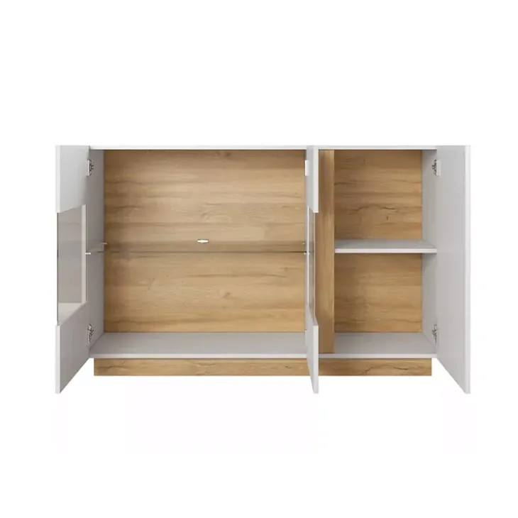 Credenza 138x91h cm 3 ante con vetrina moderna bianco rovere Noa Gihome®