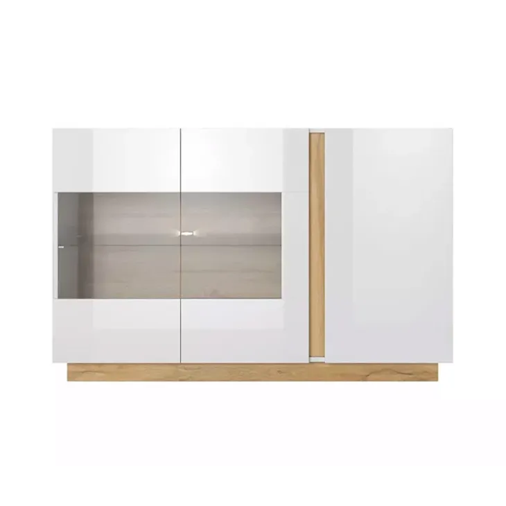Credenza 138x91h cm 3 ante con vetrina moderna bianco rovere Noa Gihome®