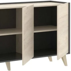 Credenza 155x75h cm 3 ante moderna ante rovere grafite Elmer