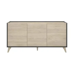 Credenza 155x75h cm 3 ante moderna ante rovere grafite Elmer