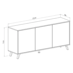 Credenza 154x72h cm 3 ante moderna grafite bianco frassinato Divine