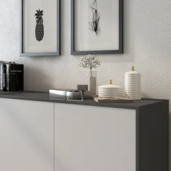 Credenza 154x72h cm 3 ante moderna grafite bianco frassinato Divine