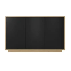 Credenza 160x75h cm 3 ante moderna nero opaco rovere Esmond
