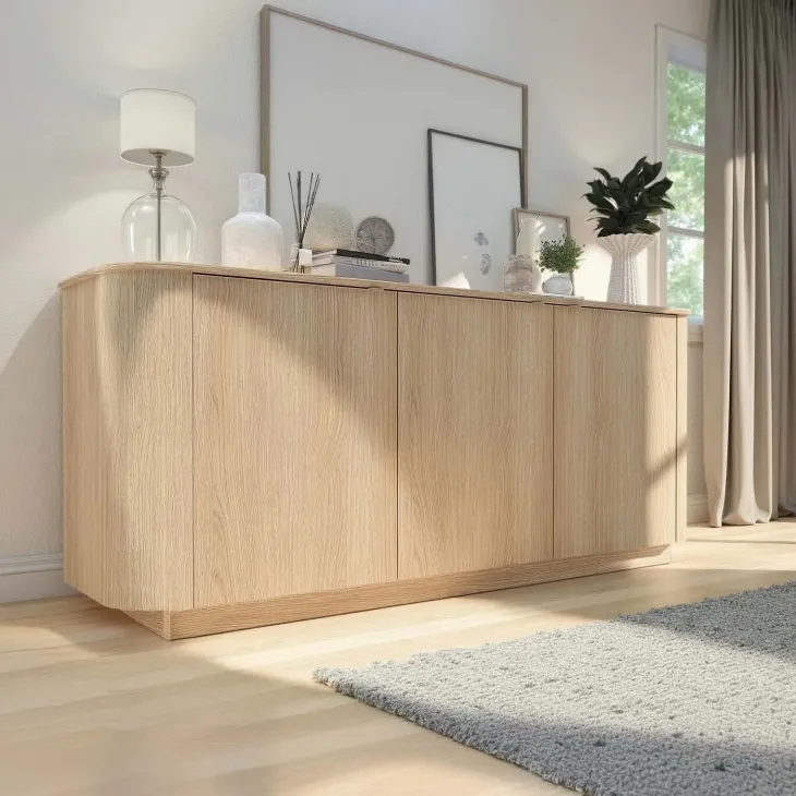 Credenza 180x76h cm 3 ante moderna rovere Alba