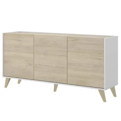 Credenza 155x75h cm 3 ante moderna rovere bianco opaco Elmer