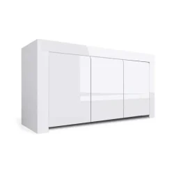 Credenza 162x82h cm 3 ante moderna soggiorno bianco lucido Essential