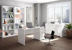 Credenza 144x80h cm 3 ante moderna soggiorno bianco opaco Creta