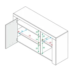 Credenza 144x80h cm 3 ante moderna soggiorno bianco opaco Creta