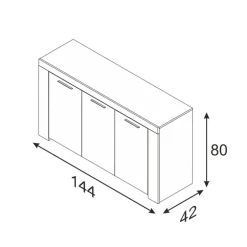 Credenza 144x80h cm 3 ante moderna soggiorno bianco opaco Creta