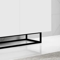 Credenza 180x80h cm 3 ante 2 vani moderna bianco nero Erice Gihome®