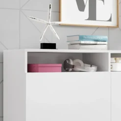 Credenza 180x80h cm 3 ante 2 vani moderna bianco nero Erice Gihome®