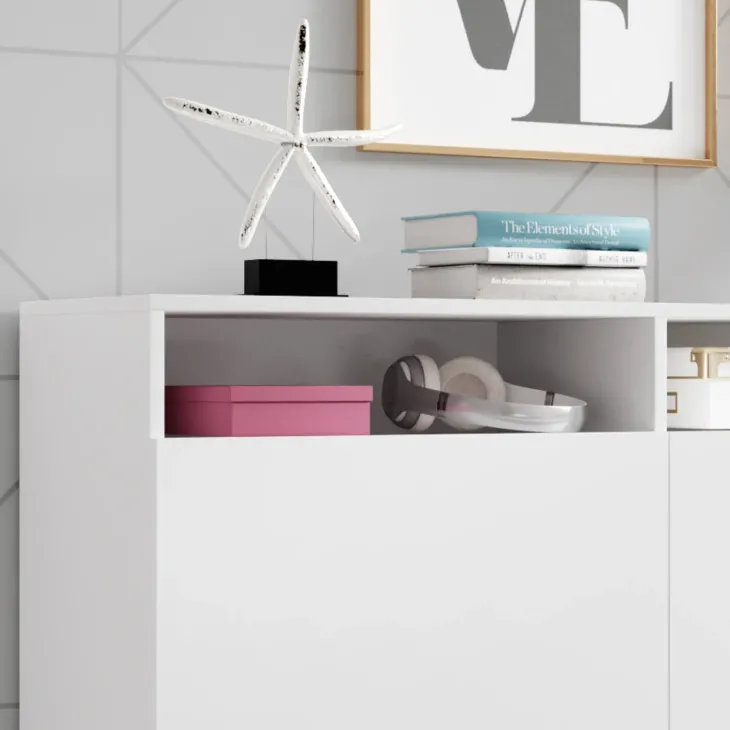 Credenza 180x80h cm 3 ante 2 vani moderna bianco nero Erice Gihome®