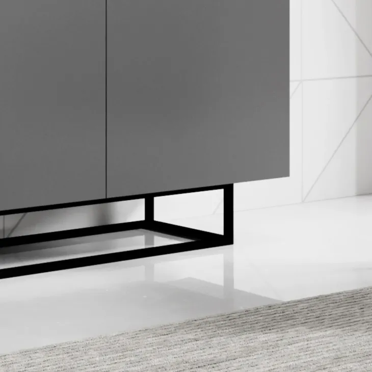 Credenza 180x80h cm 3 ante 2 vani moderna antracite nero Erice Gihome®