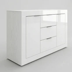 Credenza 120x80h cm 3 cassetti 2 ante bianco lucido Chanel Gihome®