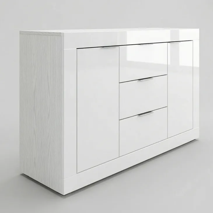 Credenza 120x80h cm 3 cassetti 2 ante bianco lucido Chanel Gihome®