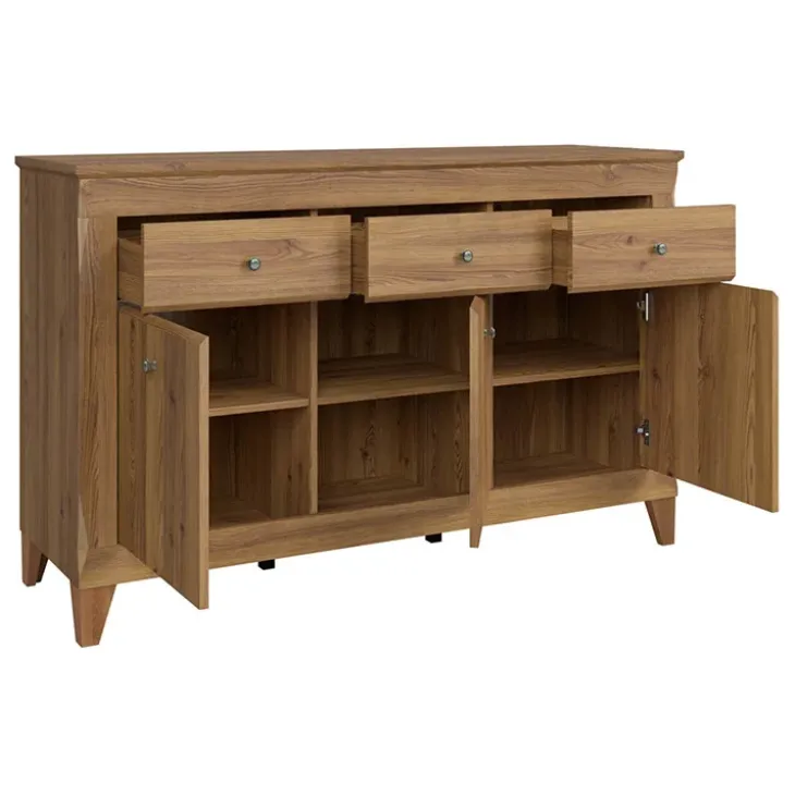 Credenza 156x98h cm 3 cassetti 3 ante rovere scuro Lucca