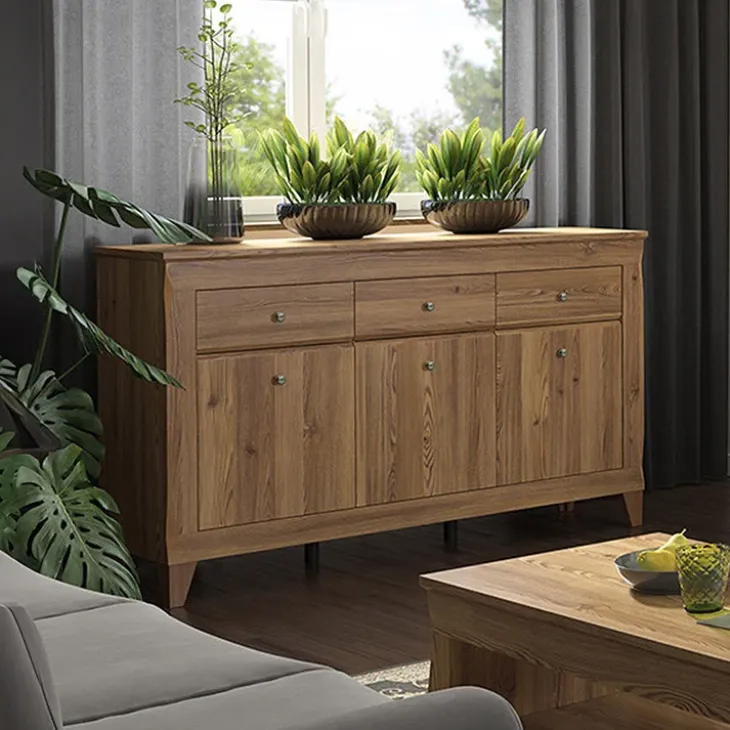 Credenza 156x98h cm 3 cassetti 3 ante rovere scuro Lucca