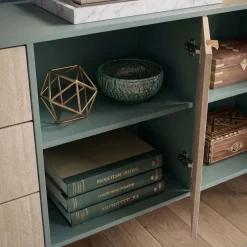 Credenza 158x80h cm 3 cassetti 2 ante verde salvia rovere Myrta