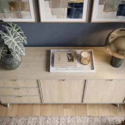 Credenza 158x80h cm 3 cassetti 2 ante verde salvia rovere Myrta