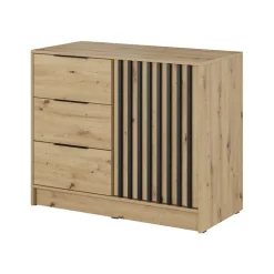 Credenza 105x86h cm 3 cassetti moderna quercia nero Miller