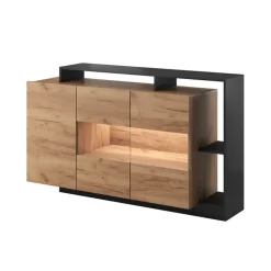 Credenza 155x94h cm con vetrinetta moderna rovere antracite Blob