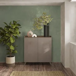 Credenza 121x126h cm moderna bronzo rovere scuro Jonson
