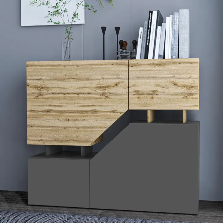 Credenza 120x100h cm moderna design rovere antracite Modesta