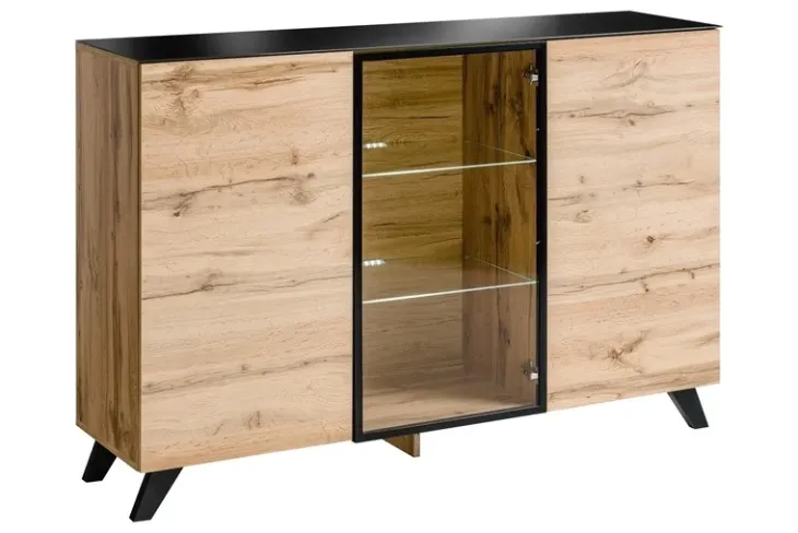Credenza 150x100h cm moderna rovere miele nero Tropical Gihome®