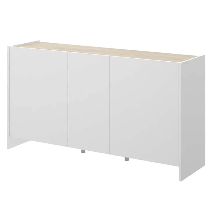 Credenza 138x75h cm moderna soggiorno bianco opaco rovere Norton