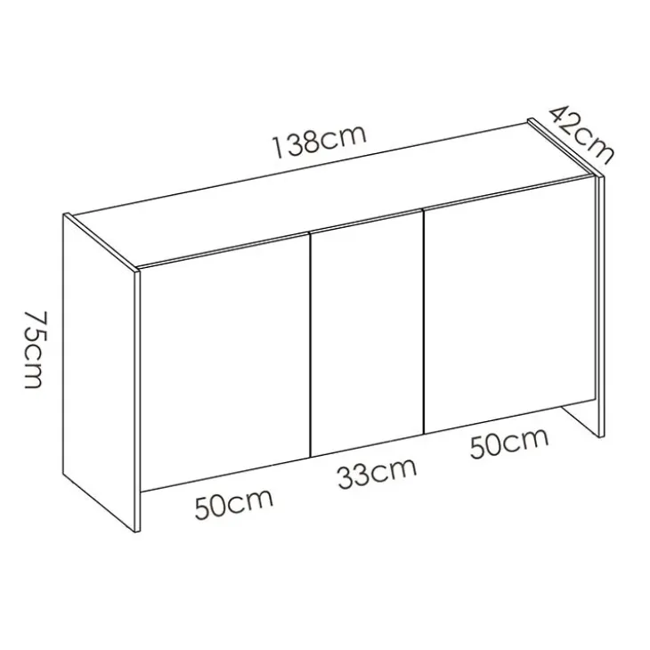 Credenza 138x75h cm moderna soggiorno bianco opaco rovere Norton